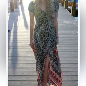 Fire Los Angeles Asymmetrical Dress in Black and Red